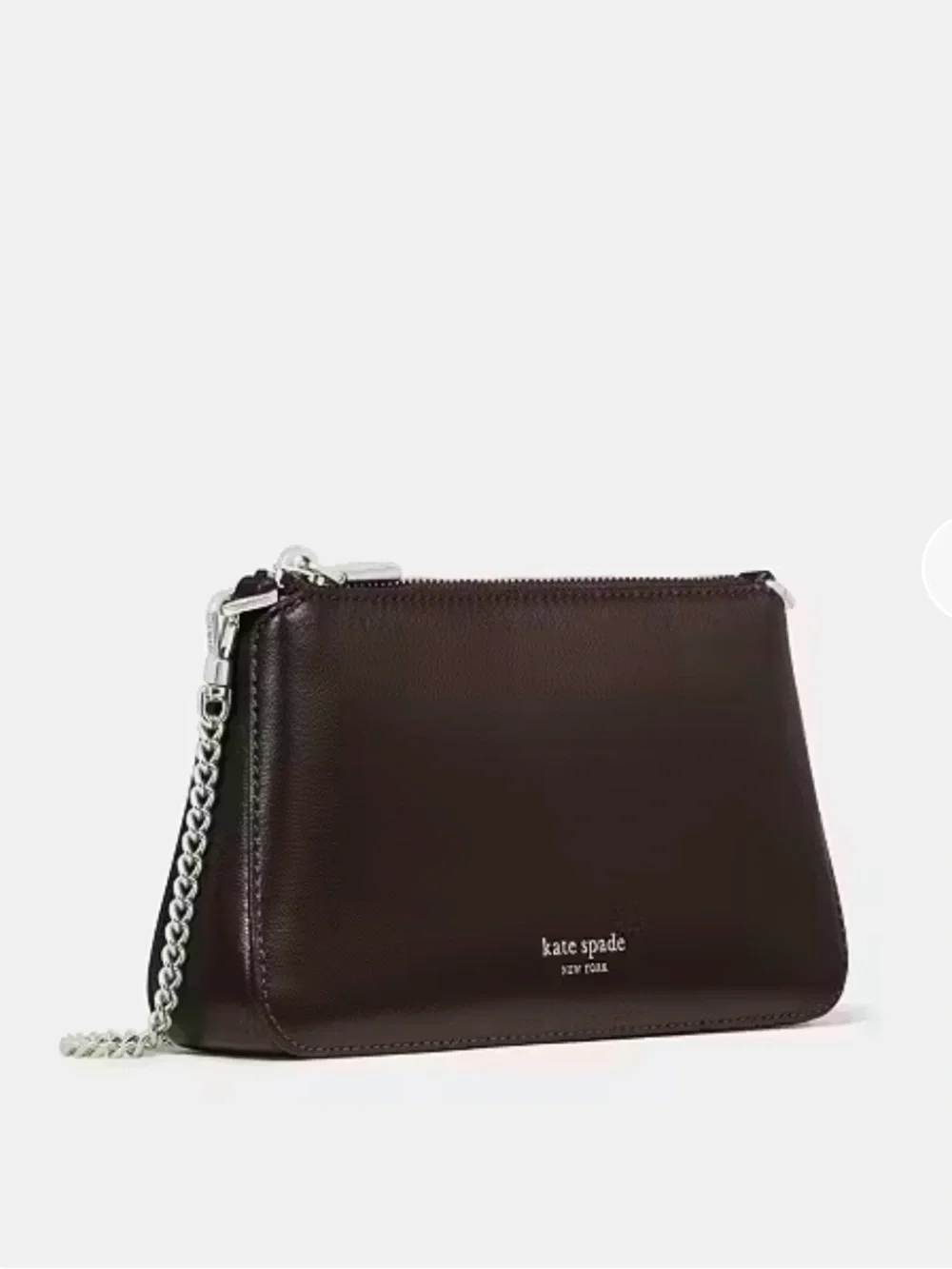 NEW Kate Spade Espresso Brown Leather Chain Shoulder Bag Pochette w/ Dust Bag